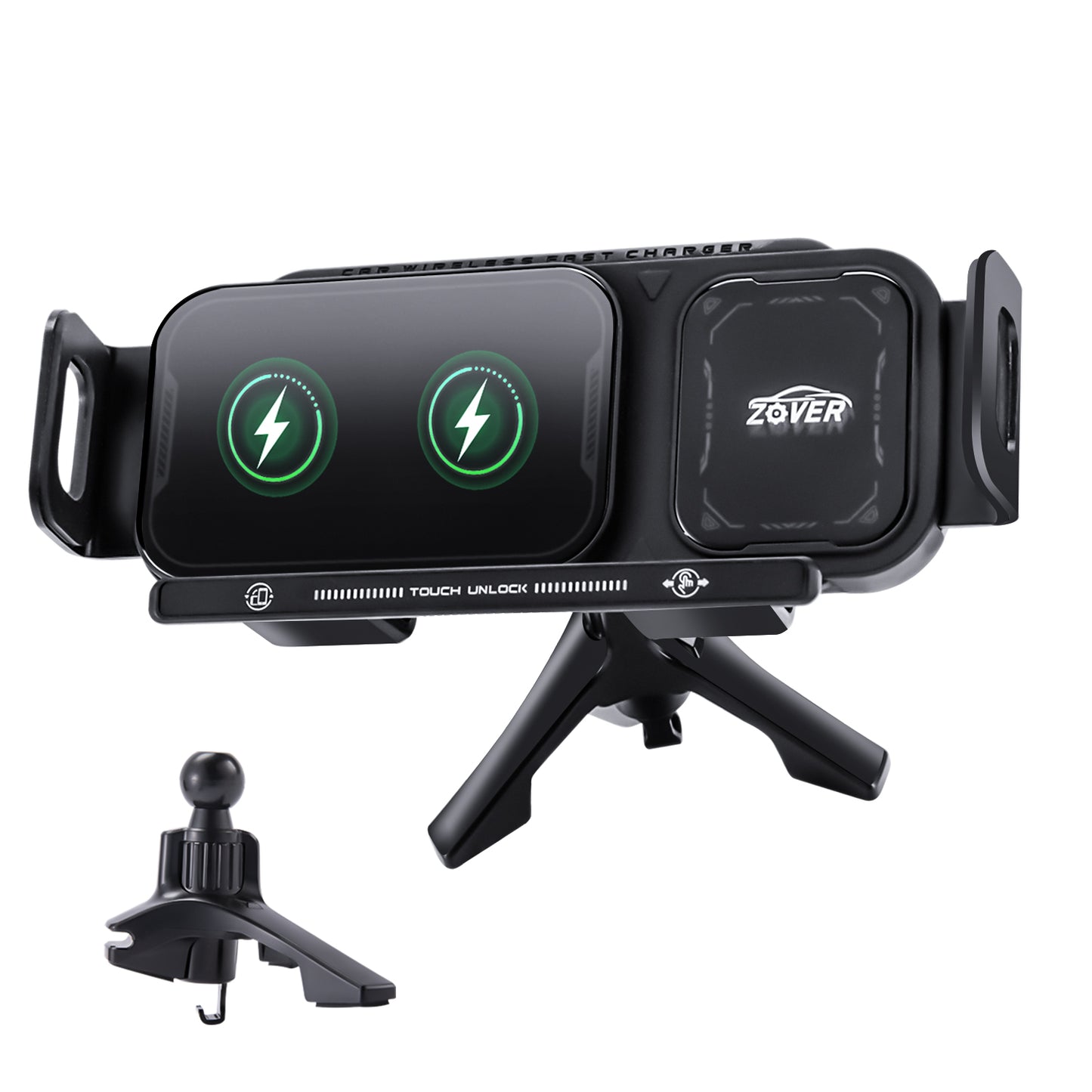 Suporte Para Carro Por De Carregamento Sem Fio Saída De Ar Preto