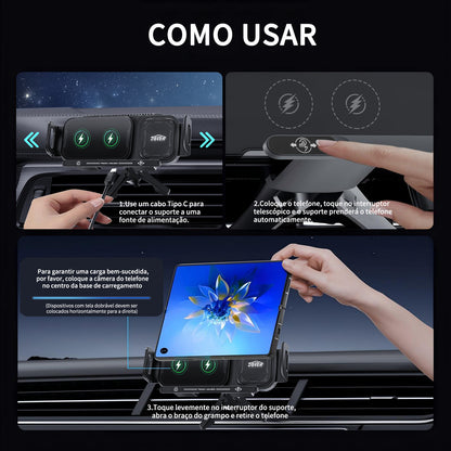 Suporte Para Carro Por De Carregamento Sem Fio Saída De Ar Preto