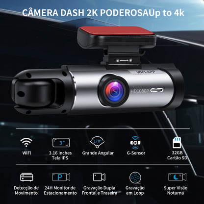 Camera Veicular Automotiva Dual Gravação Dashcam 32gb Wifi