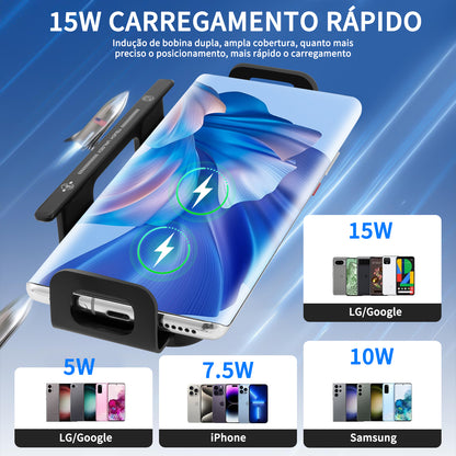 Suporte Para Carro Por De Carregamento Sem Fio Saída De Ar Preto